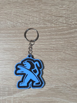 Peugeot keychain with retro lion logo, 3D printed and hand-painted
