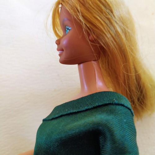 Vintage Barbie doll Mattel 1966 with handmade green maxi dress