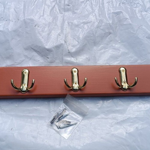 Handmade wooden coat rack 60cm new, with 5 double hooks