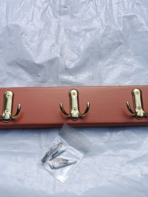 Handmade wooden coat rack 60cm new, with 5 double hooks