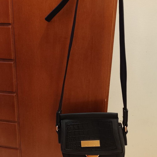 Tamaris x Marcel Ostertag black crossbody bag with rose gold details