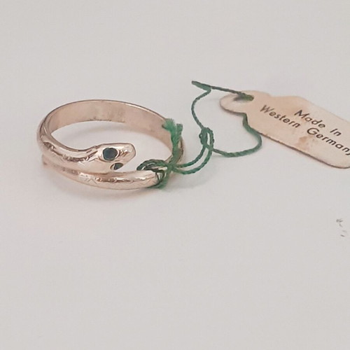 Women's snake ring from the 1960s, new, gold-colored