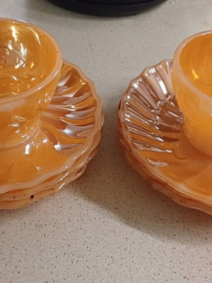 Vintage cups set used, 6 small and 6 large with saucers