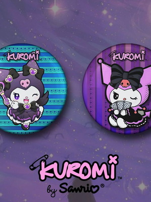 Κονκάρδες Kuromi καινούργιες, σετ 2 τεμαχίων, διάμετρος 6 εκ