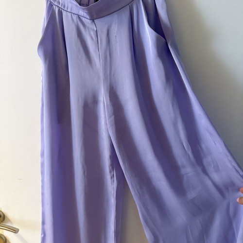 Be A Bee Matching Set satin lilac pants and printed shirt like new, S/M