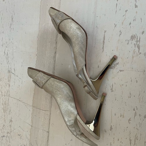 J Bournazos gold sandals like new, 10cm heels, size 37