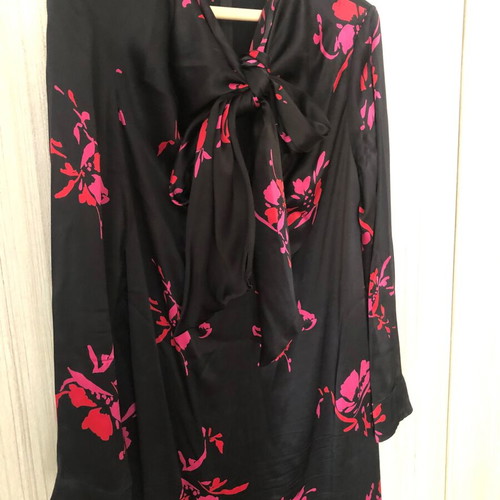 Ganni bow-tie viscose dress size 38 like new, black