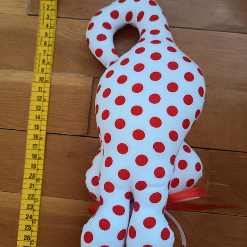 Fabric hanging cat like new, polka dot cushion
