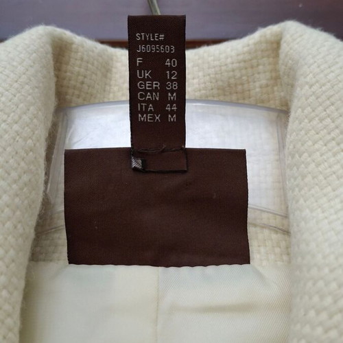 JLo white short A-line coat with hood, size M