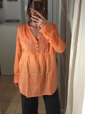 Zara coral airy tunic with long sleeves like new