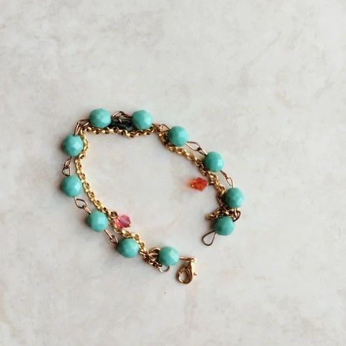 Set of 2 bracelets turquoise and gold like new summer jewellery