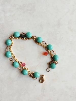Set of 2 bracelets turquoise and gold like new summer jewellery