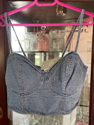 H&M καινούριο denim bralette με τρέσσα,85/90 C