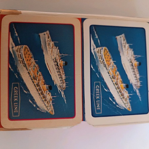 Set of 2 unused Greek Line vintage 1950s playing cards like new