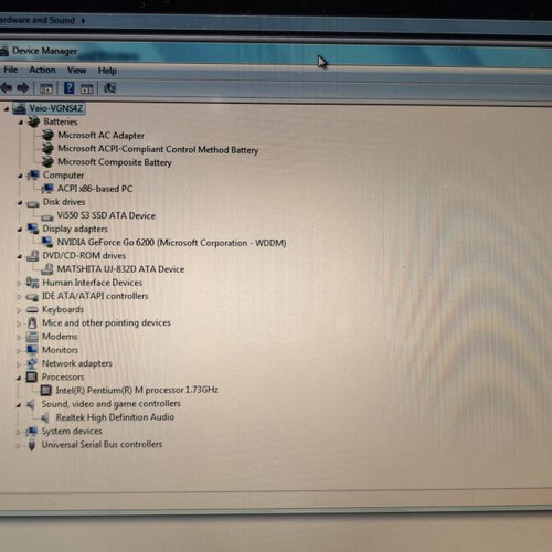Sony Vaio VGN-S4Z laptop used 13", 2GB RAM, 128GB SSD