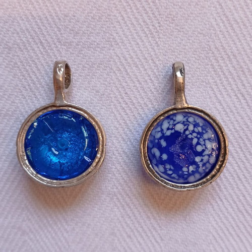 Murano glass pendants set with 925 silver, like new, 2 pieces