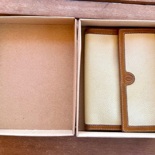 Trussardi vintage women's wallet used, beige and brown leather details
