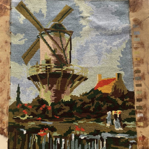 Handmade embroidery textile painting used, 0.47x0.37 m