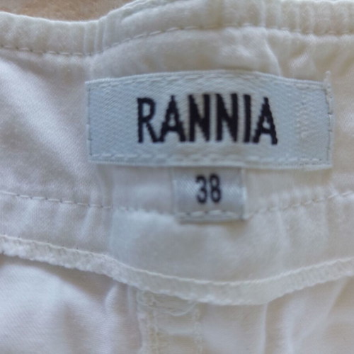 Rannia White Cotton Pants Size 38 Premium Quality Designer Details