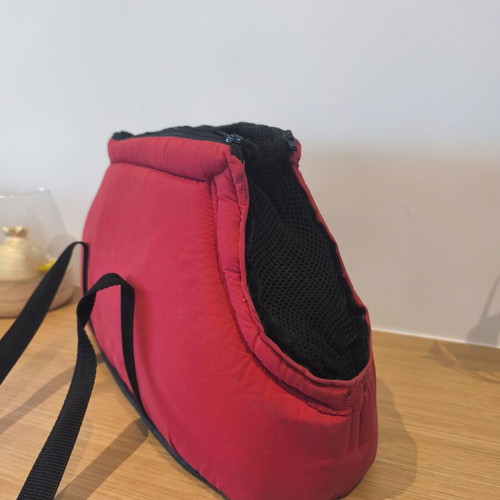 Small Dog Carrier Shoulder Bag like new, red with cushion and removable net