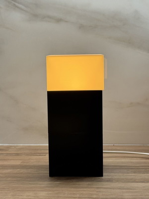 3D Printed Cube Table Lamp Black Base Warm Light