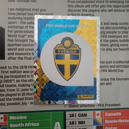 Sweden Badge Panini Sticker FIFA World Cup 2026 Official New