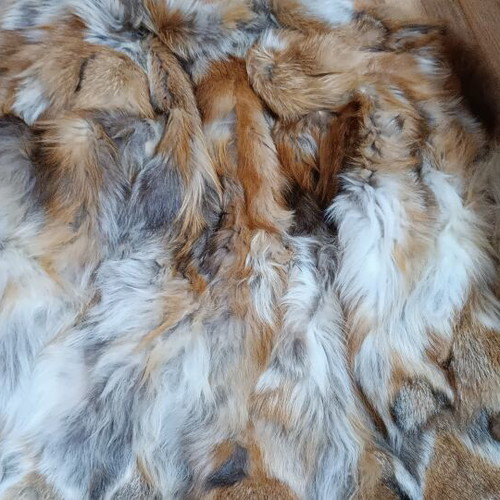 Fur coat used, custom made, size small/medium, orange white gray