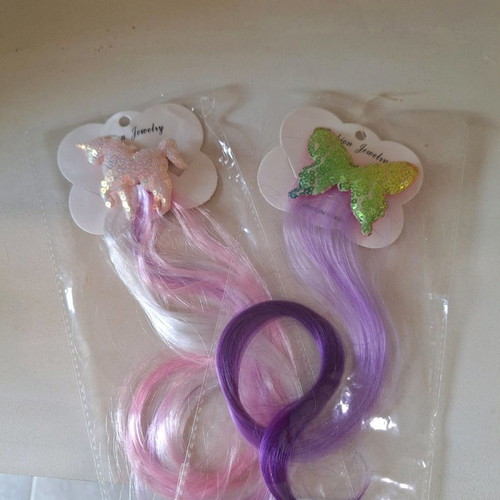 Children's hair extension new, set with butterfly and pony clip