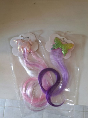 Children's hair extension new, set with butterfly and pony clip