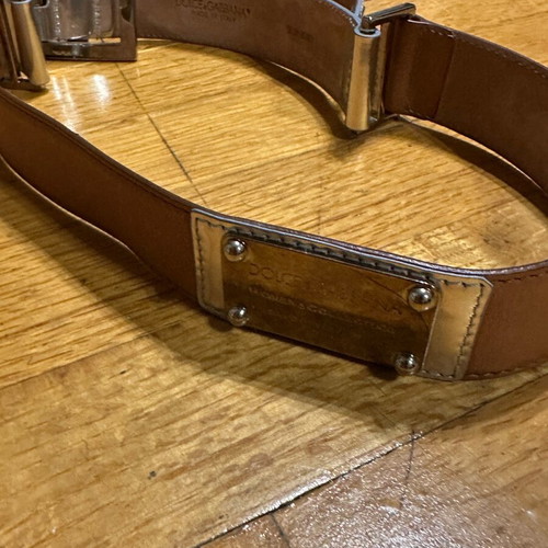 D&G belt refurbished, beige leather with silver details