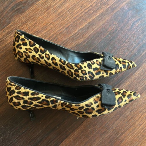 Zara animal print pony skin kitten heel pumps size 37 used