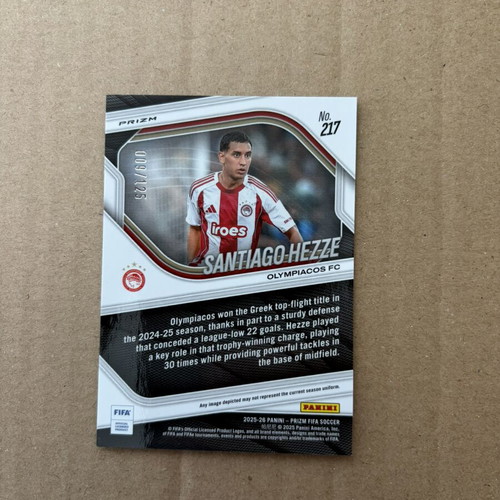 2025-26 Panini FIFA Prizm Rookie Santiago Hezze Olympiacos card like new