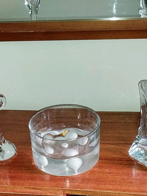 Bohemian crystals set of 3 like new by Zoulovits, bottle, candlestick and bowl