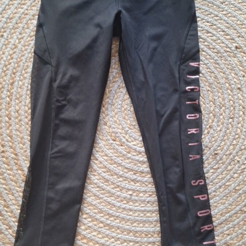 Victoria sport Secret black small capri leggings new with mesh panels