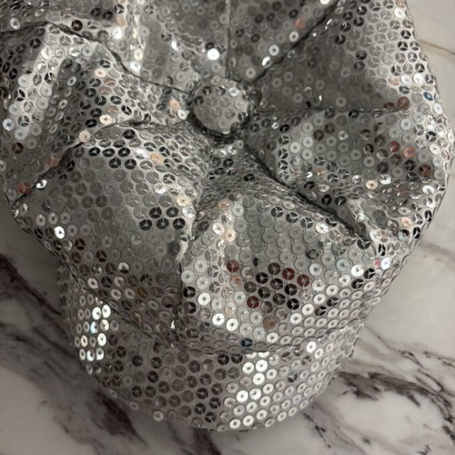 Newsboy hat with silver sequins 70s new