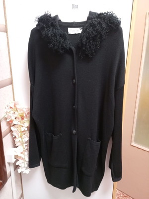 Mary Dee women's jacket used, black with fur decoration, size L-XXL