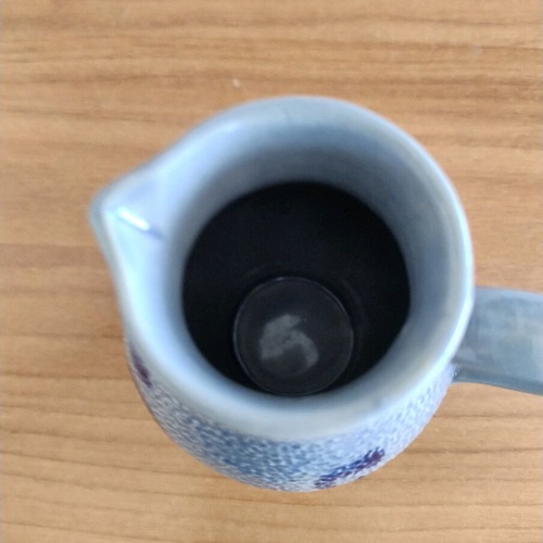 Handmade jug painted by hand with blue designs like new