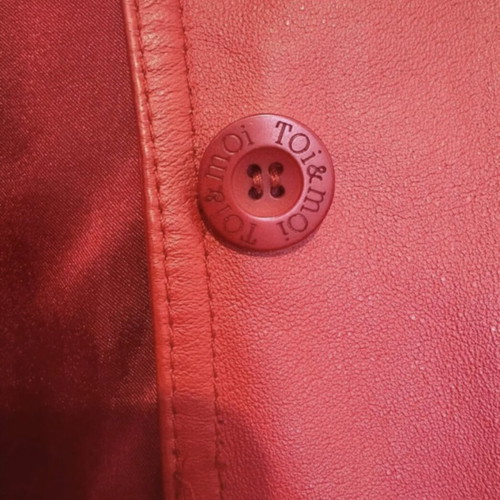 Toi & Moi Vintage Leather Trench Coat used, red, size S