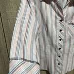 Striped women's shirt with unique collar, multicolor