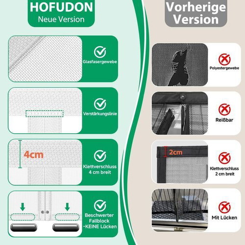 HOFUDON magnetic insect screen for balcony door 100 x 200 cm fiberglass
