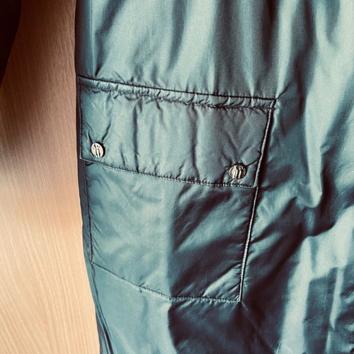 Versace double face down jacket like new, olive green and black, medium/large