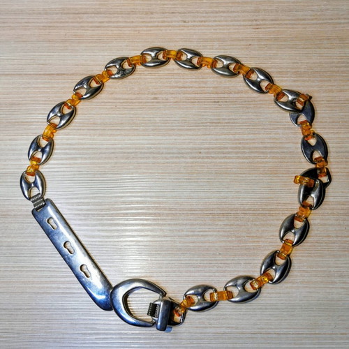 Coffee Bean Necklace unisex like new, metal and acrylic