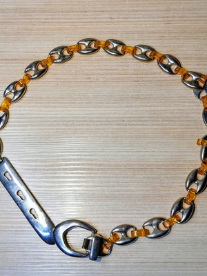 Coffee Bean Necklace unisex like new, metal and acrylic