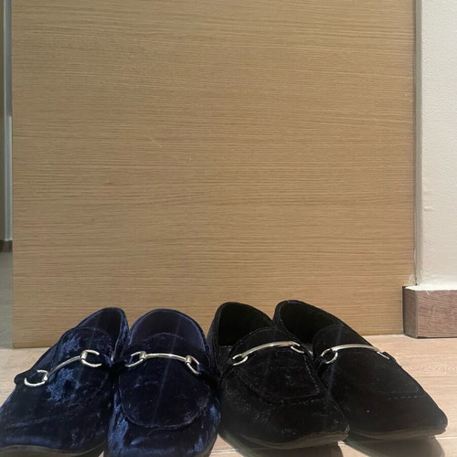 Loafers Bershka used, velvet blue and black, size 39, 2 pairs