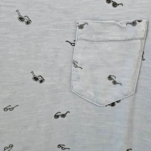 Edward Jeans men's T-shirt medium light blue with sunglasses print like new