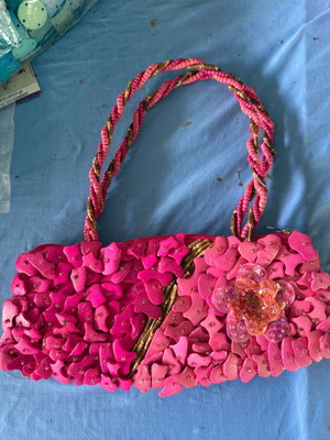 Bag like new handmade from coconut palm pink