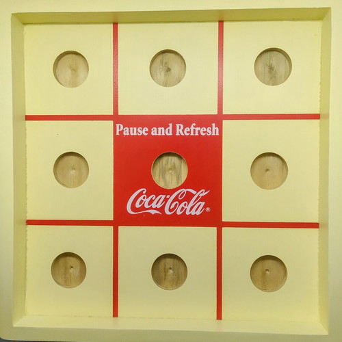 Wooden tabletop Tic Tac Toe game by Coca-Cola