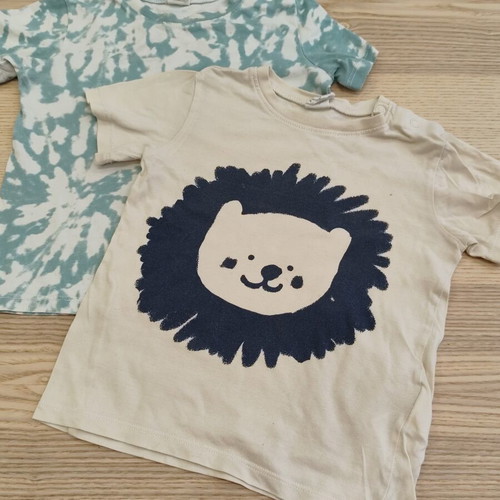 H&M t-shirt set used, size 92 cm, white and blue