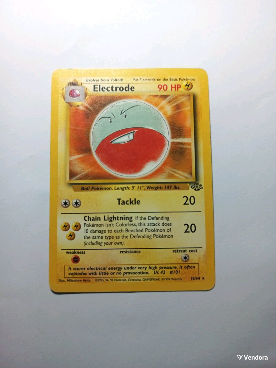 1995 electrode pokemon card Lt. Surge's 52/132 Uncommon Gym Challenge Near Evolves from Voltorb Type First edition Electrode Jungle error
