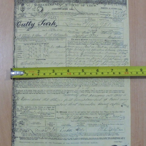 Agreement and account of crew of British ship Cutty Sark used